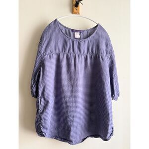 Cut Loose Blue & Purple striped cotton s/s top M